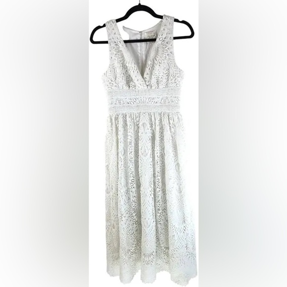 NWOT Shoshanna Women's Christabella Dress Elegant White Lace Midi Dress - Picture 3 of 4